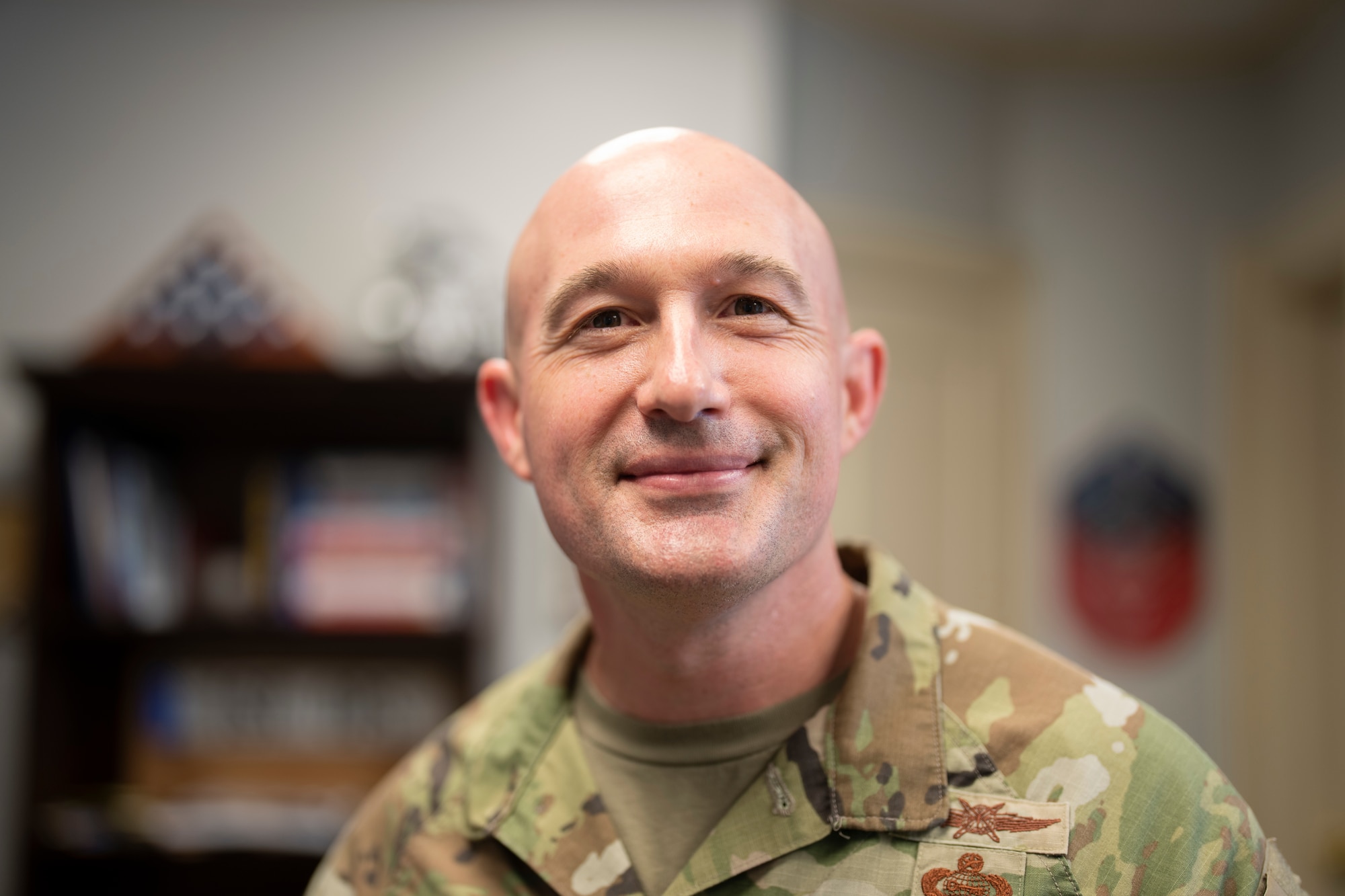 Chief Master Sgt. Stefan Blazier arrived at Maxwell Air Force Base, Alabama, in mid-June to take on the duty of command chief for Air University. In this position, he serves as the advisor to the AU commander on all matters affecting enlisted members on campus and at more than 1,300 locations worldwide. (U.S. Air Force photo by Airman 1st Class Cody Gandy)