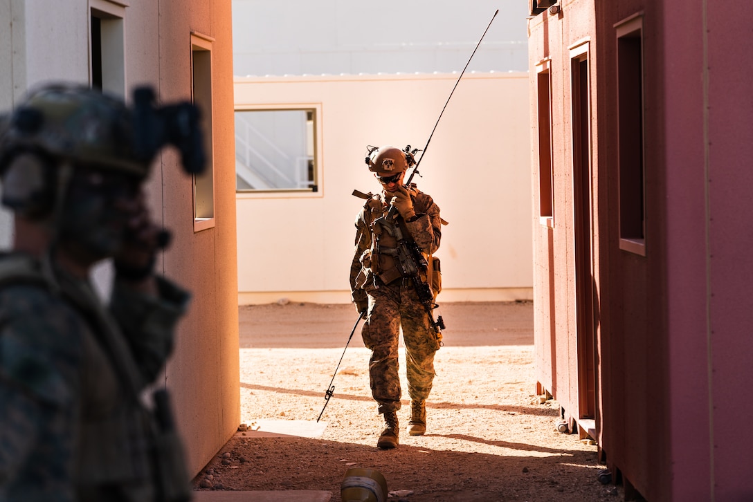 A US Marine participates in a warfighting exercise