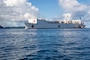 The Military Sealift Command hospital ship USNS Mercy (T-AH 19) sits at anchor upon its arrival off the coast of Koror, Palau during Pacific Partnership 2022.