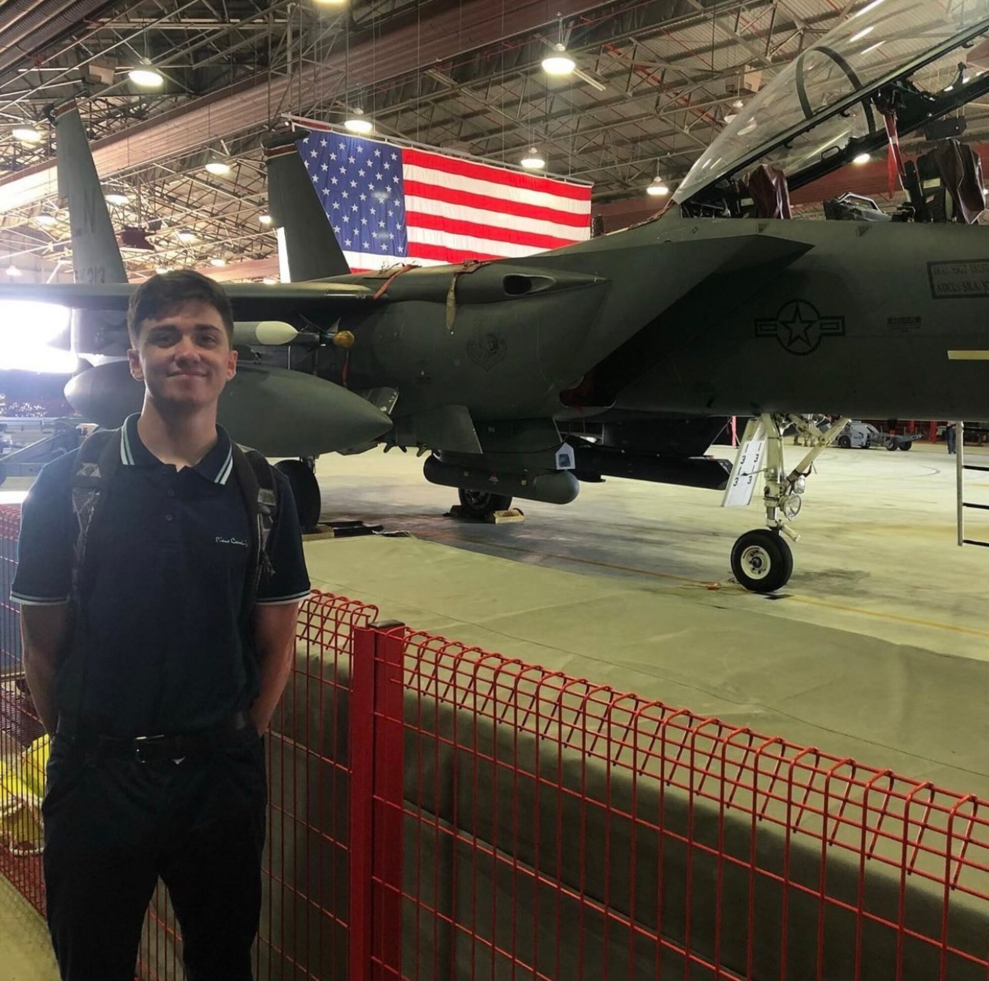 Airman 1st Class Alasdair Carmichael, 4th Component Maintenance Squadron aerospace propulsion journeyman, takes a photo before he leaves for basic military training at Royal Air Force Base Lakenheath, United Kingdom, June 1st, 2021. Carmichael is from Denny, Scotland and joined the U.S. Air Force to pursue his career goal of becoming an astronaut. (Courtesy Photo)