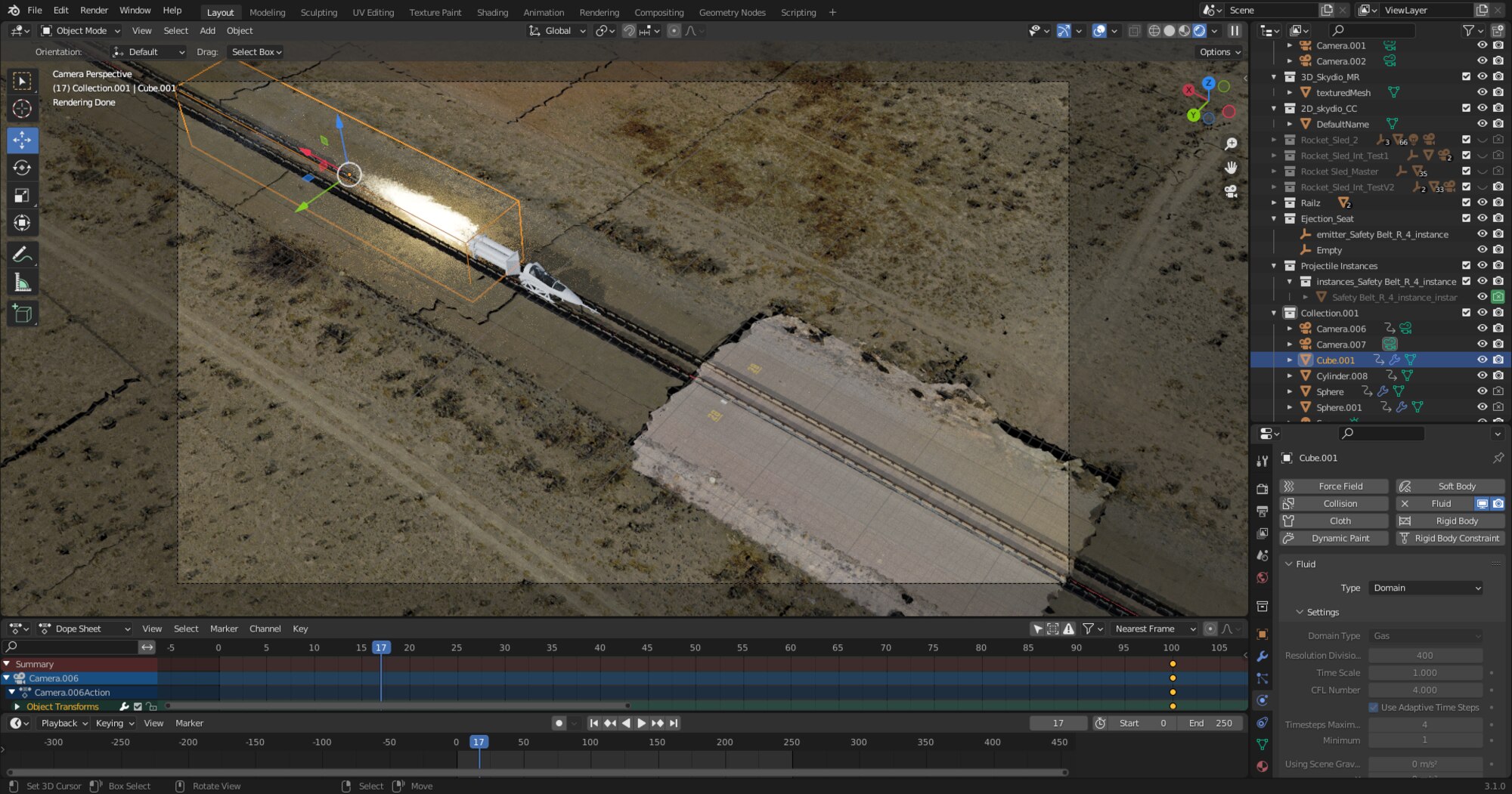 Digital recreation of Holloman High Speed Test Track with toolbars of computer program showing