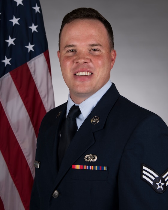 service dress, official photo, SrA Drew Saucier Pritchard