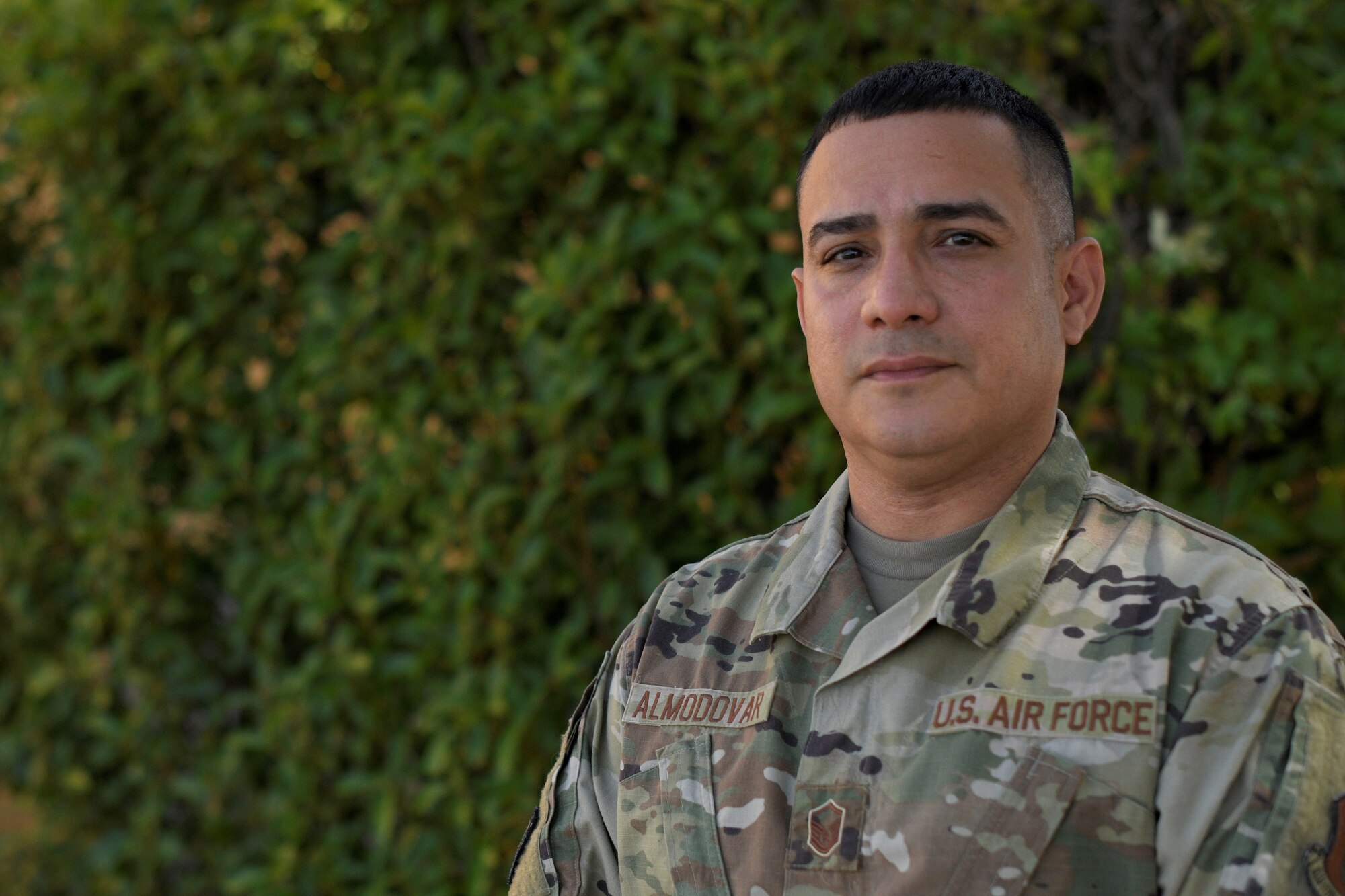 Master Sgt. Jason Almodovar, 301st Fighter Wing Equal Opportunity Office senior enlisted leader, represents the 301 FW EO team at Naval Air Station Joint Reserve Base Fort Worth, Texas, July 20, 2022. Almodovar facilitates conflict resolution and ensures leaders understand their responsibility to address and eliminate unlawful discrimination and sexual harassment, while executing the 301 FW mission to train and deploy combat-ready Airmen. (U.S. Air Force photo by Staff Sgt. Randall Moose)