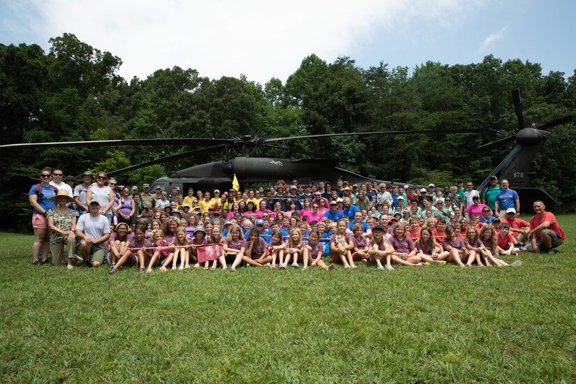 Campers attend the Kentucky National Guard (KYNG) Child and Youth Camp at the Lake Cumberland 4-H Camp in Nancy, Ky. on July 18-22, 2022. The Child and Youth Camp is a KYNG sponsored, 4-H supported weeklong camp for children who have ties to the KYNG. (U.S. Army phot by Pfc. Georgia Napier)