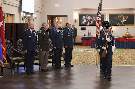 U.S. Air Force Lt. Gen. Kevin Kennedy accepted the 16th Air Force (Air Forces Cyber) command reins from Lt. Gen. Timothy Haugh. Gen. Mark Kelly, commander of Air Combat Command, presided over the ceremony.