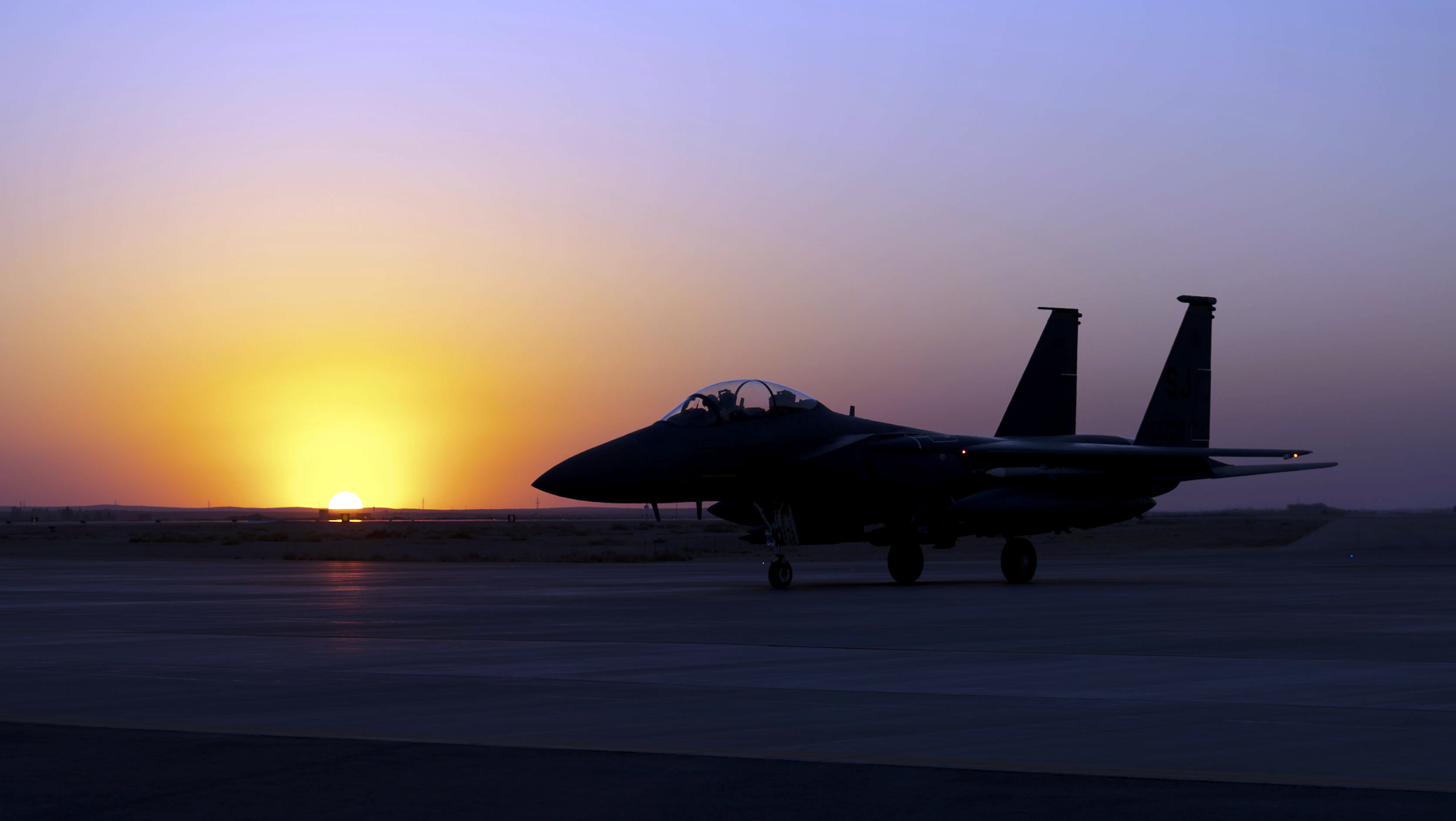 Eagle sunset over Southwest Asia
