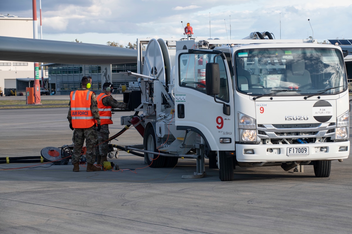 Team Whiteman performs hot-pit refuel in Australia