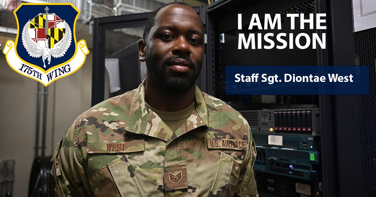 U.S. Air Force  Staff Sgt. Diontae West, a cyber systems operations journeyman assigned to the 175th Communications Flight, Maryland Air National Guard, poses for a photo in the server room, July 20, 2022, at Aviano Air Base, Italy.