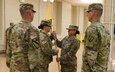 The U.S. Army Sustainment Command – Army Reserve Element bid farewell to Command Sgt. Maj. Scott White and welcomed Command Sgt. Maj. Amy Alcaraz in a change of responsibility ceremony here at Heritage Hall July 17.