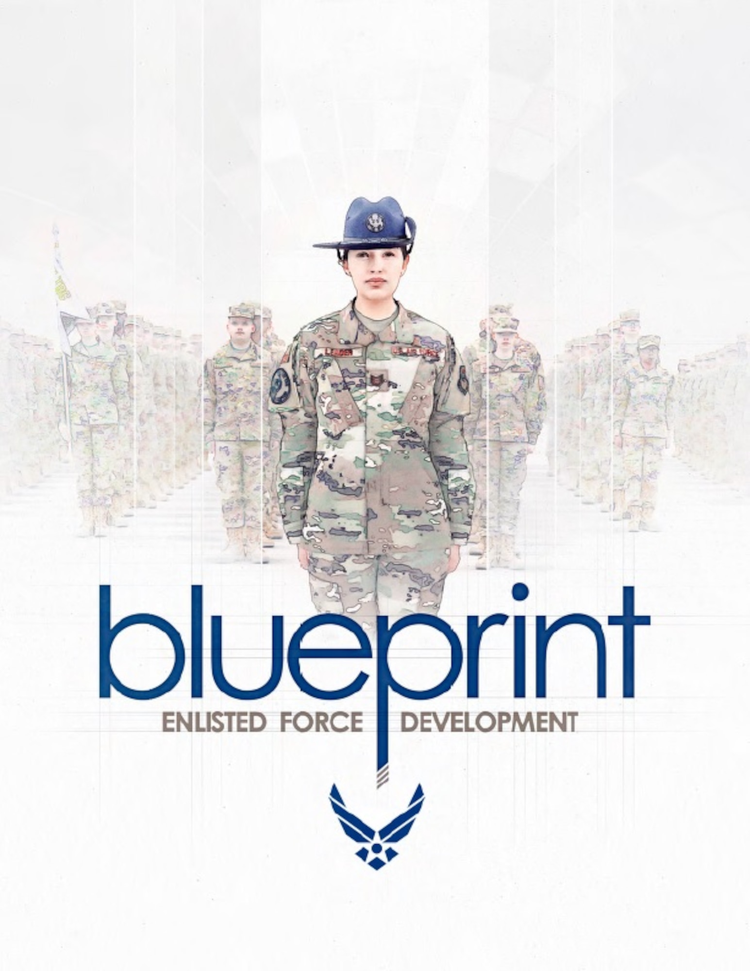 Drill Instructor Leading a Formation of Airmen