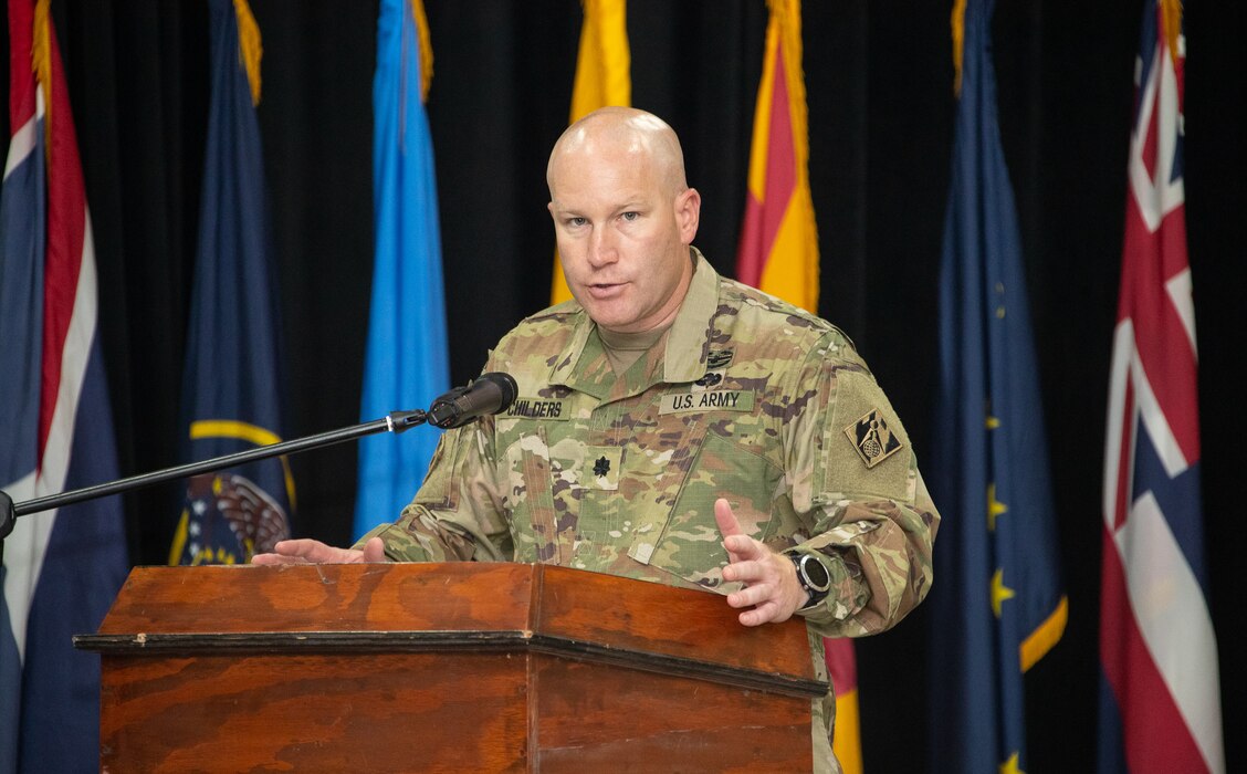New commander speaks to audience
