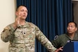 U.S. Air Force Lt. Col. Benton Jackson, 193rd Special Operations Wing Unit Conversion Officer, goes over a few points in a briefing for the Site Activation Task Force held at the 193rd SOW, Middletown, Pennsylvania July 14, 2022. The 193rd hosted a three-day National Guard Bureau lead SATAF meeting’s intent is to wing’s transformation from different perspectives to include personnel, training and infrastructure for their future mission set.