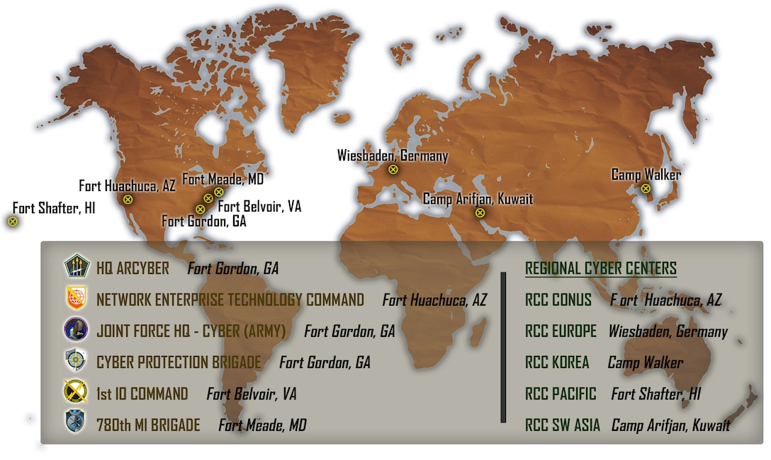 U.S. Army Cyber Locations, worldwide