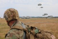 Soldiers with the 412th Civil Affairs Battalion conduct Airborne operations at annual training during Operation Viking at Joint Base Cape Cod, July 20, 2022. Operation Viking is an intense joint task force exercise designed to prepare Soldiers with realistic training simulating deployment of civil affairs units in direct support of a contingency operation in Africa.(U.S. Army 
photos by Spc. Mark Davis)