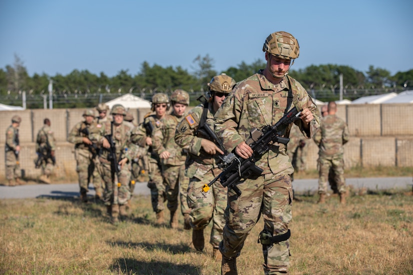 U.S. Army soldiers with the 404th Civil Affairs Battalion (Airborne) conduct a cold load exercise with the 8th Battalion 229th Regiment, during Operation Viking at Joint Base Cape Cod, Mass., July 18, 2022. Operation Viking is an intense joint task force exercise designed to prepare Soldiers with realistic training simulating deployment of civil affairs units in direct support of a contingency operation in Africa.