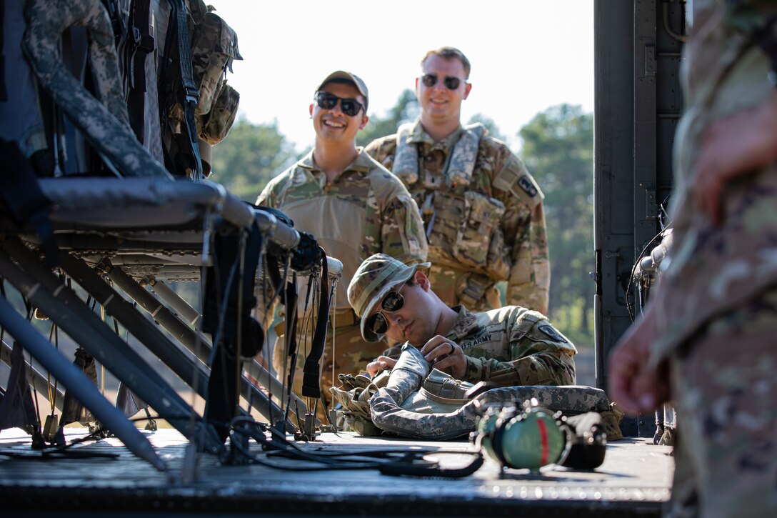 U.S. Army soldiers with the 404th Civil Affairs Battalion (Airborne) conduct a cold load exercise with the 8th Battalion 229th Regiment, during Operation Viking at Joint Base Cape Cod, Mass., July 18, 2022. Operation Viking is an intense joint task force exercise designed to prepare Soldiers with realistic training simulating deployment of civil affairs units in direct support of a contingency operation in Africa.