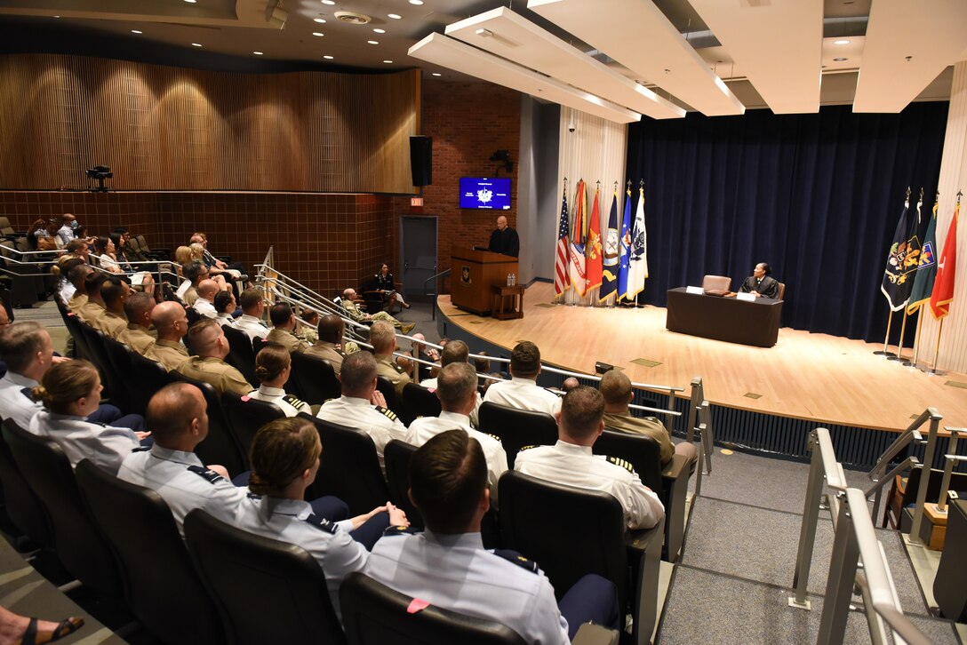 Students at the Military Judge Course participated in an robing ceremony after completing the Military Judge Course at The Judge Advocate General's Legal Center and School in Charlottesville, Va. on July 1, 2022. (Photo courtesy of the Judge Advocate Generals Legal Center and School).