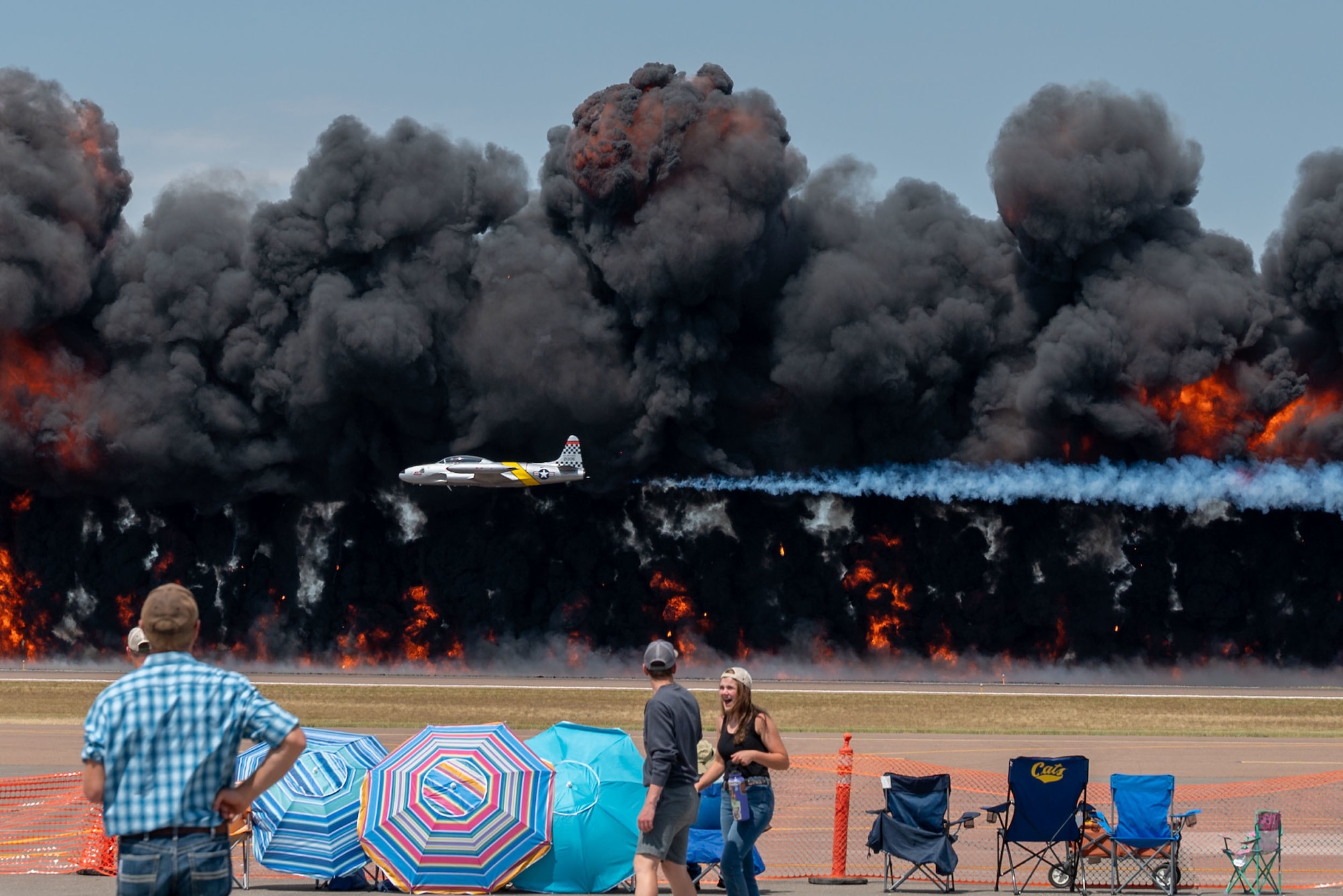 A T-33 Shooting Star performs during Montana’s Military Open House “Flight Over the Falls” at Montana Air National Guard Base, Great Falls, Montana, July 24, 2022.