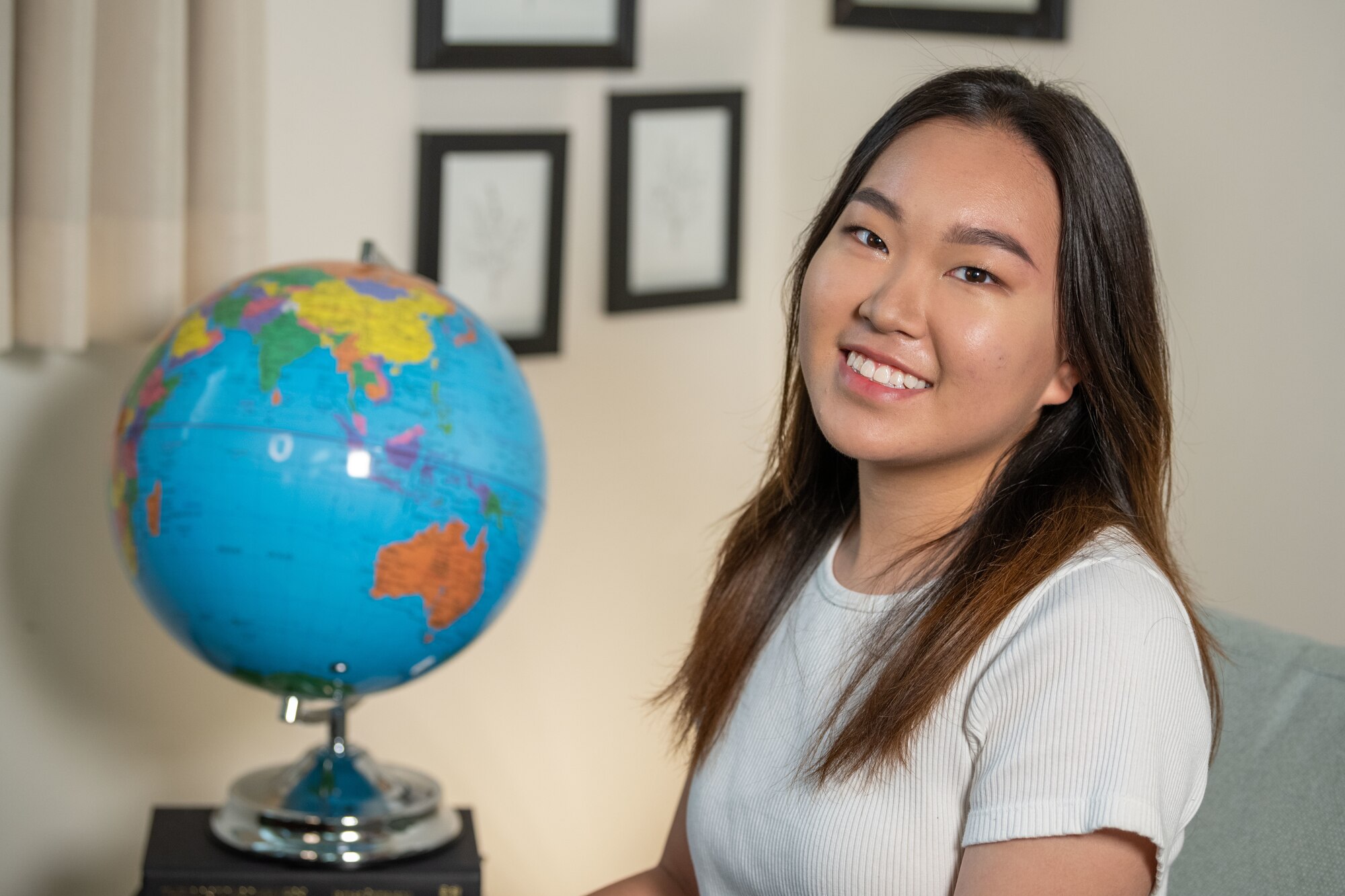 Evelyn Lee, daughter of a U.S. Air Force active-duty member, poses for a photo at Misawa Air Base, Japan, June 3, 2022.