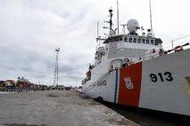 220725-G-XT974-1013
The Famous-class medium endurance cutter USCGC Mohawk (WMEC 913) sits at the pier after arriving in Banjul, Gambia, July 25, 2022. USCGC Mohawk is on a scheduled deployment in the U.S. Naval Forces Africa area of operations, employed by U.S. Sixth Fleet to defend U.S., allied, and partner interests. (U.S. Coast Guard photo by Petty Officer 3rd Class Jessica Fontenette)