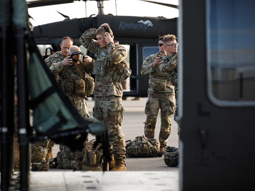 Fifty-six Soldiers from Bravo Co. 2/147th and two medics from Headquarters and Headquarters Company, or HHC, loaded five UH-60 helicopters on July 9th in Frankfort, Ky., and made their way north to Camp Grayling Airfield on Michigan's northern peninsula to conduct annual training.