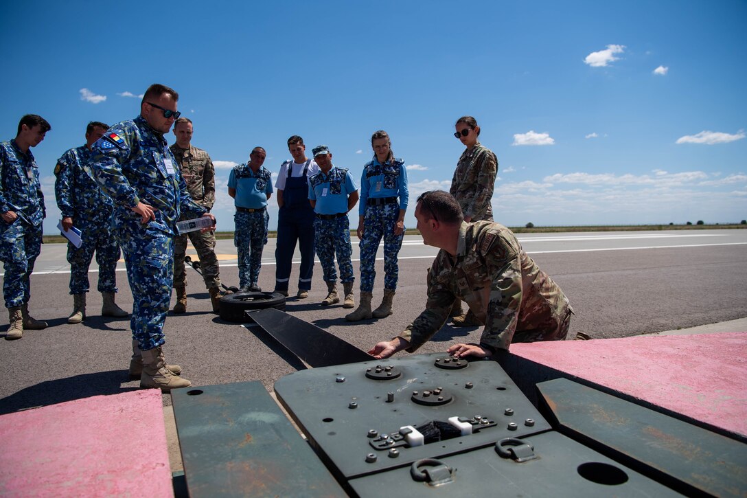 Service members participate in training.