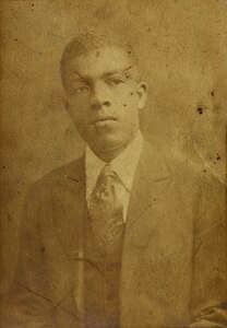 This photograph, labeled "Priv. Josiah A. Thomas/died Feb. 19 '22 "Co. C," was found in a time capsule discovered inside the cornerstone of the original section of  the New York National Guard’s historic Harlem Armory during renovation work.