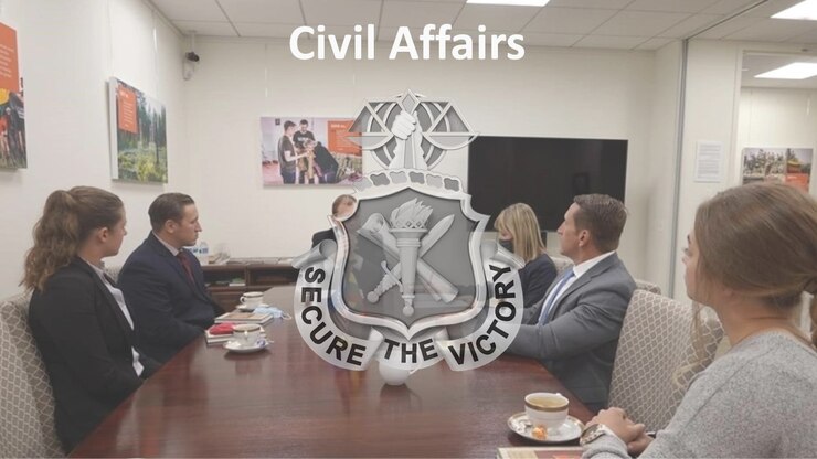 Soldiers from the 92nd Civil Affairs Battalion, 95th Civil Affairs Brigade, Special Operations, Airborne, meet with the Consul General of Lithuania, Mantvydas Bekesius in Chicago, May 18, 2021. “Learning and working together is a two way street, the exchange of experience no matter the nationality is definitely beneficial for not only the U.S. Military but Lithuanians as well,” said Bekesius.