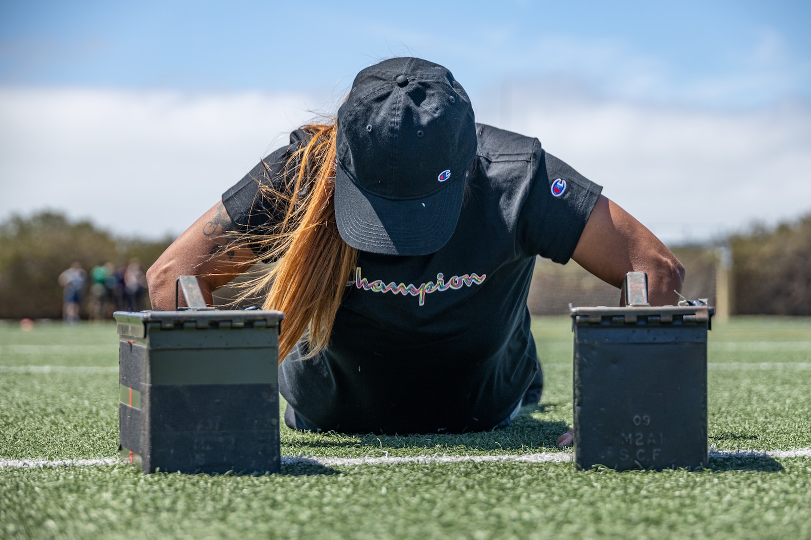 Patricia Solis, a campus officer at Colony High School, participates in a Combat Fitness Test during the Educators' Workshop at Marine Corps Recruit Depot San Diego, California, July 12, 2022.