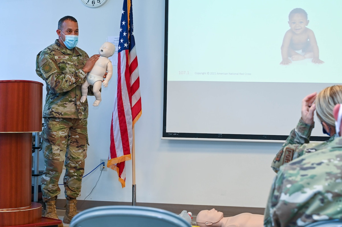 a man teaches a CPR class