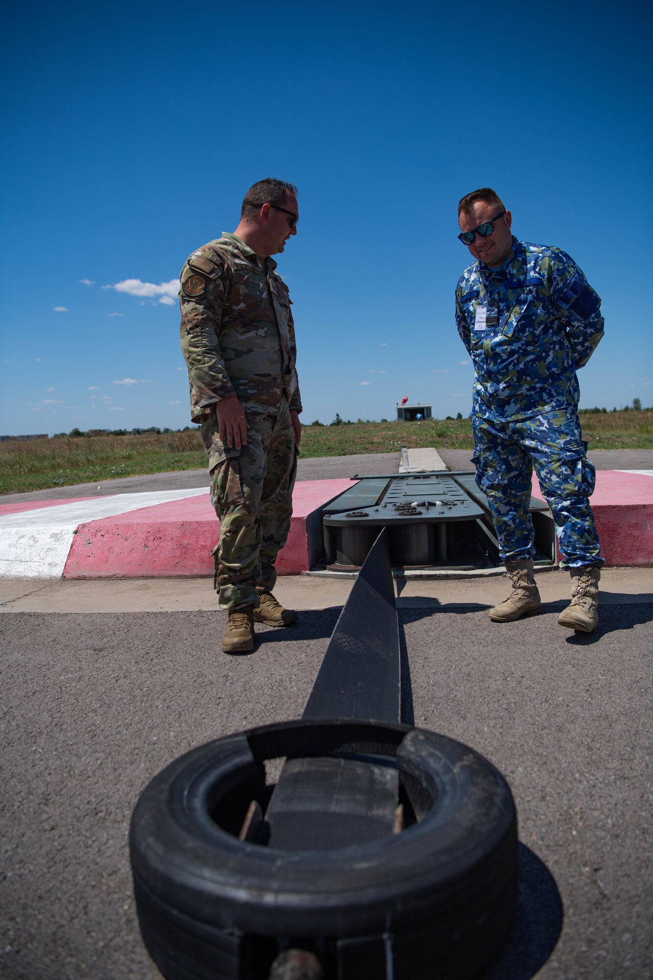 Service members participate in training.