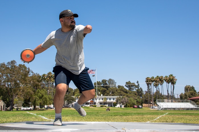 Wounded Warrior recovering service members on Marine Corps Base Camp Pendleton, Ca. from July 17-23, 2022. Marines selected to represent Team Marine Corps at the 2022 DoD Warrior Games are attending the camp to hone their skills in multiple sports. The DoD Warrior Games is a multi-sport event for wounded, ill, and injured service members. (U.S. Marine Corps photo by Lance Cpl. Phillips)