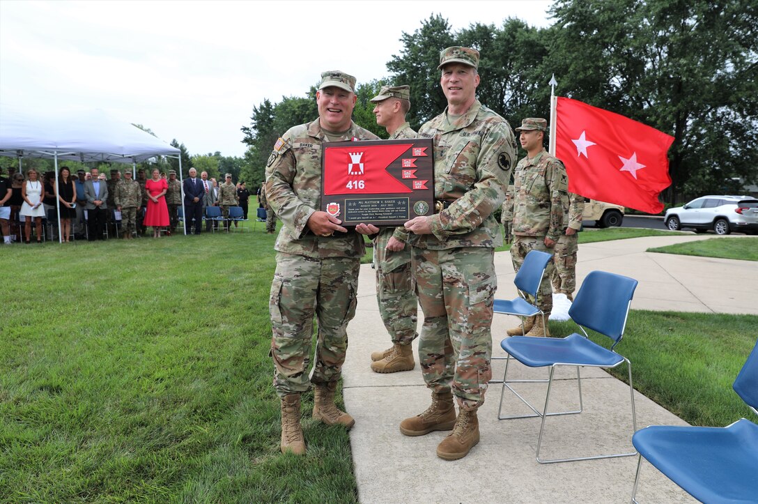 416th TEC brings traditional change of command ceremony to community park