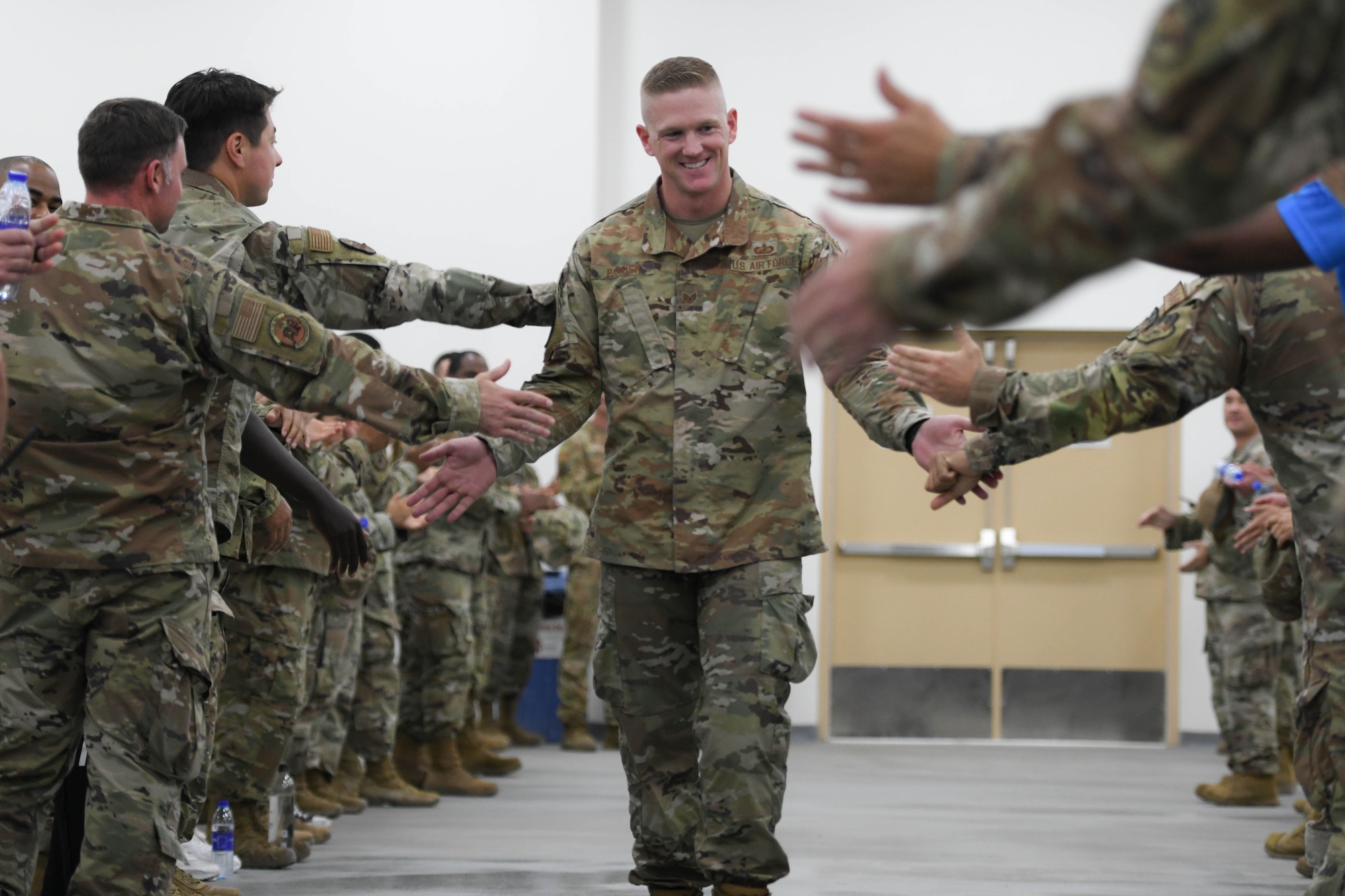 Seven staff sergeants assigned to the 380th Air Expeditionary Wing were recognized as being selected to promote to the rank of technical sergeant, July 22, 2022, at Al Dhafra Air Base, United Arab Emirates. 2022 was a lean year for those competing for promotion. Approximately 34,000 eligible candidates tested for the position and nearly 5,500 of those individuals made the cut for their fifth stripe. At 16%, 2022 was the lowest promotion rate since 2013 — which was 15.03%.