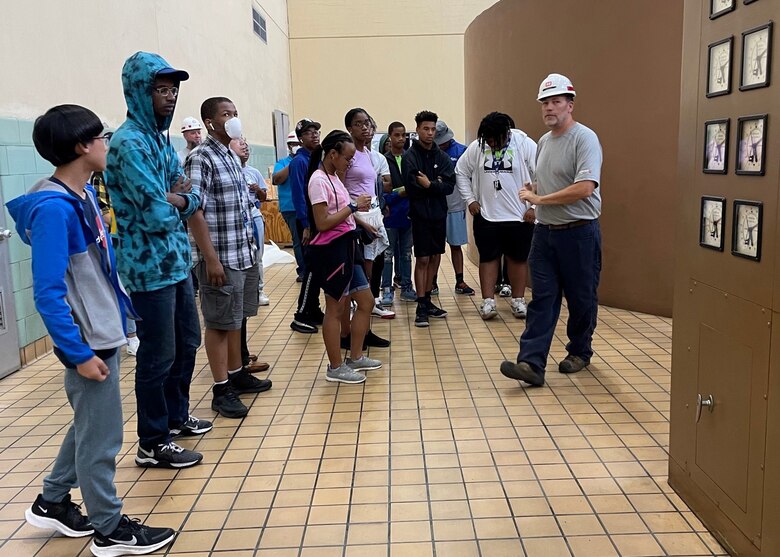 Students participating in the 2022 National Summer Transportation Institute program visited Old Hickory Powerplant in Hendersonville, Tennessee on July 18, 2022, to learn how engineers operate the facility. Students learned about the daily routine of a powerplant employee and the extensive knowledge needed to operate and repair machinery.