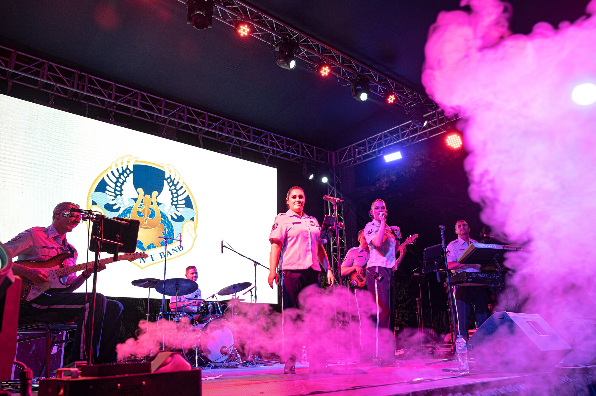 The Air Forces Central Band performs at the U.S. Embassy-Egypt Independence Day celebration in Cairo, Egypt, July 20, 2022.