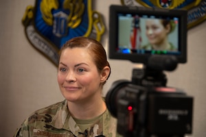 An Airman takes part in an interview