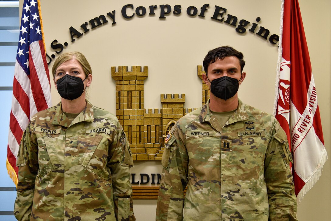 U.S. Army Corps of Engineers aide-de-camp Capt. Kyle Werner returned from the Army’s Basic Airborne Course, as he prepares for his next assignment in Fort Bragg, NC.