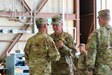 U.S. Soldiers with the 28th Expeditionary Combat Aviation Brigade, family and friends gather for a change of responsibility ceremony at Muir Army Airfield. During the ceremony, Command Sgt. Maj. Sean Livolsi passed the brigade’s senior enlisted leader responsibilities to Command Sgt. Maj. Jeff Huttle.