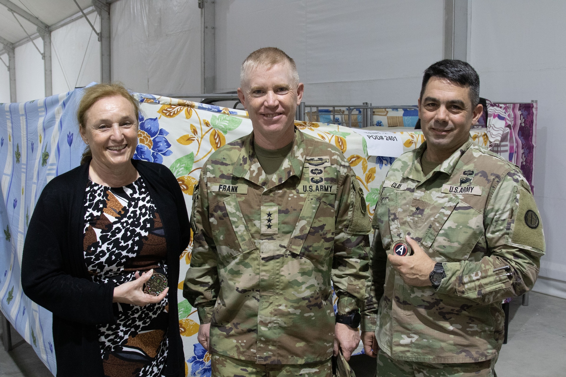 Lt. Gen. Patrick D. Frank, who assumed command of U.S. Army Central July 7, 2022, and Command Sgt. Maj. Jacinto Garza, met with the Soldiers of Task Force Liberty at Camp As Sayliyah, Qatar.