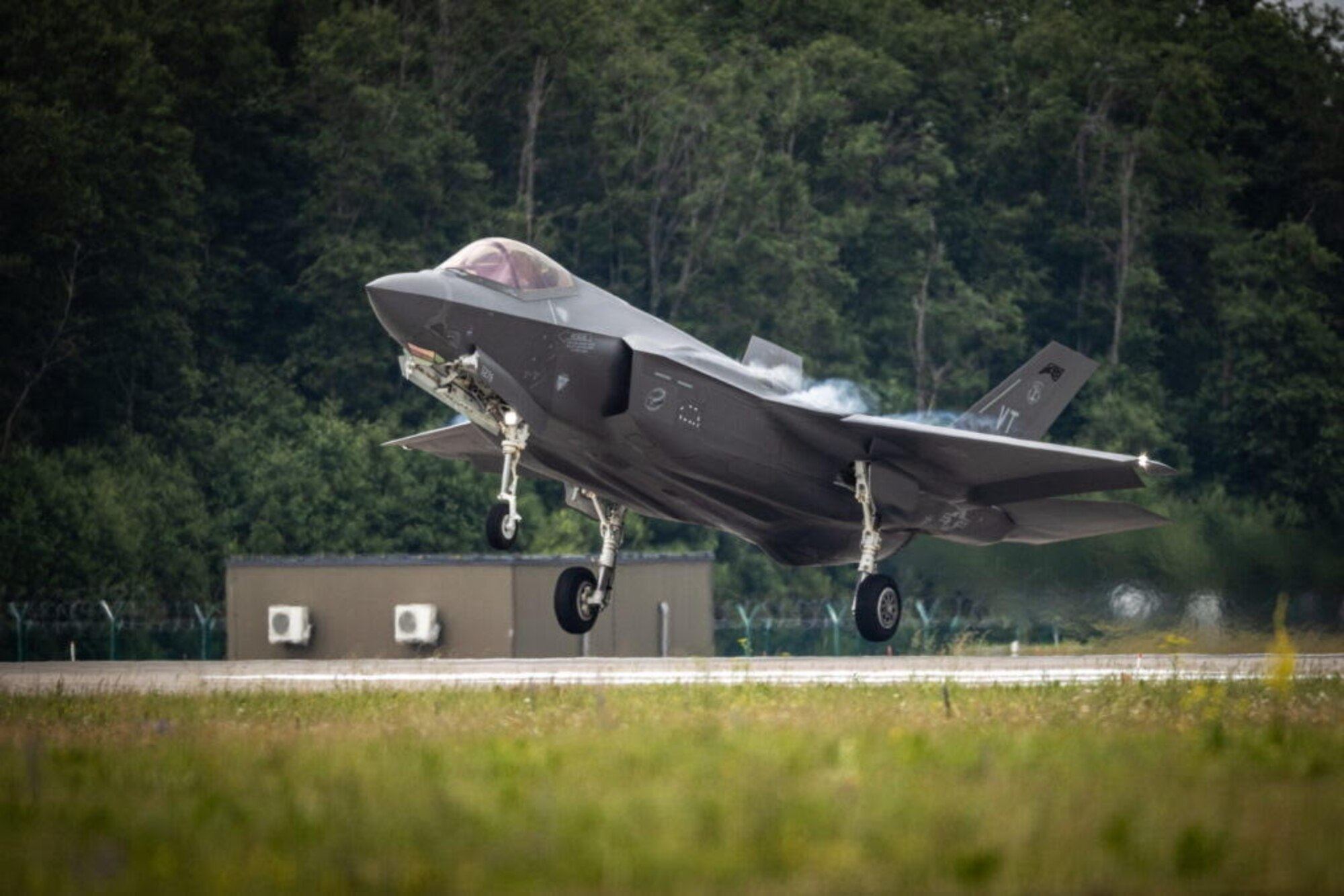 Photo of a U.S. Air Force F-35A Lightning II aircraft, assigned to the Vermont Air National Guard’s 158th Fighter Wing, lands at Amari Air Base, Estonia, July 6, 2022, to support the NATO Air Shielding mission alongside European allies.