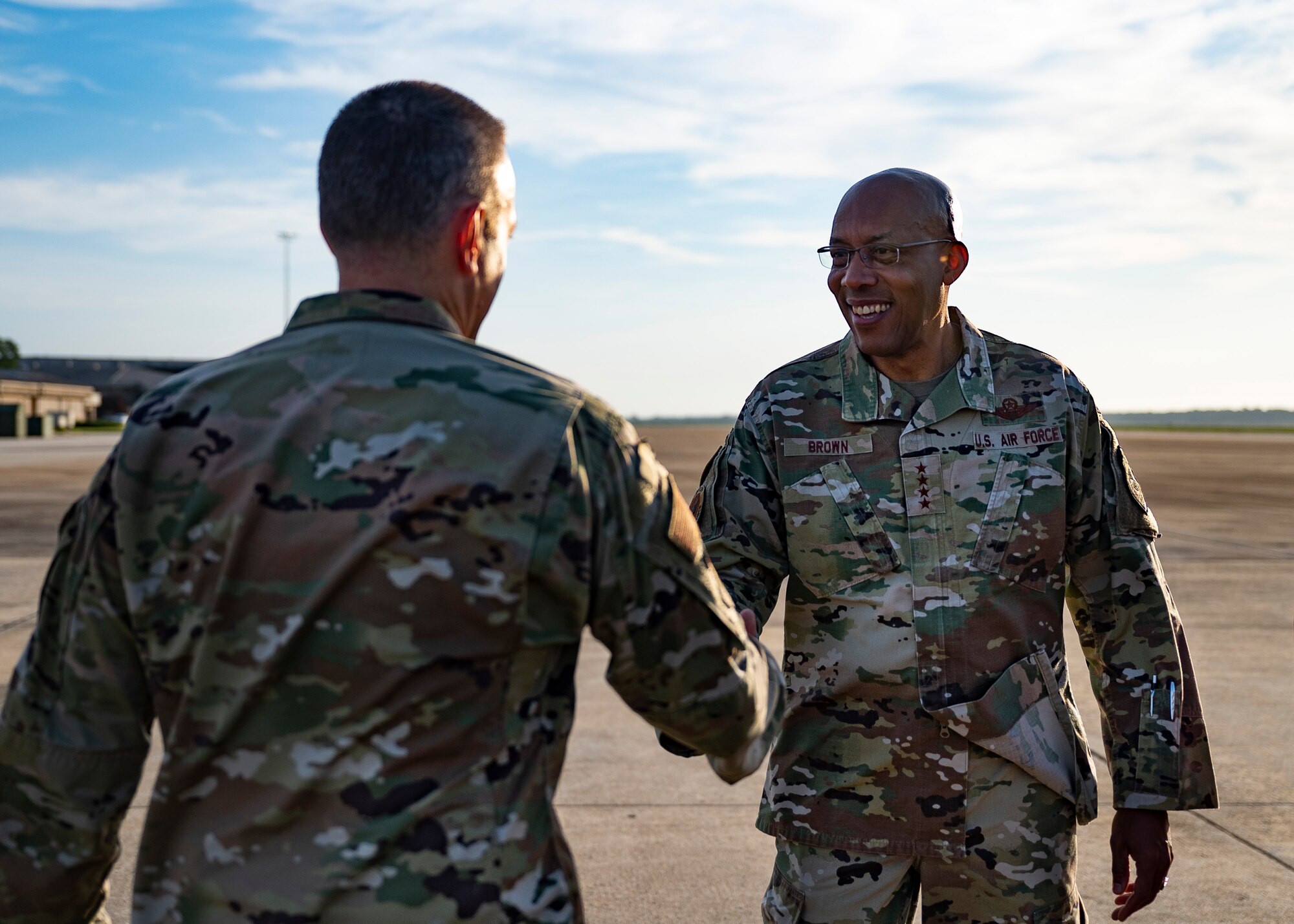 Photo of CSAF with Shaw Airmen