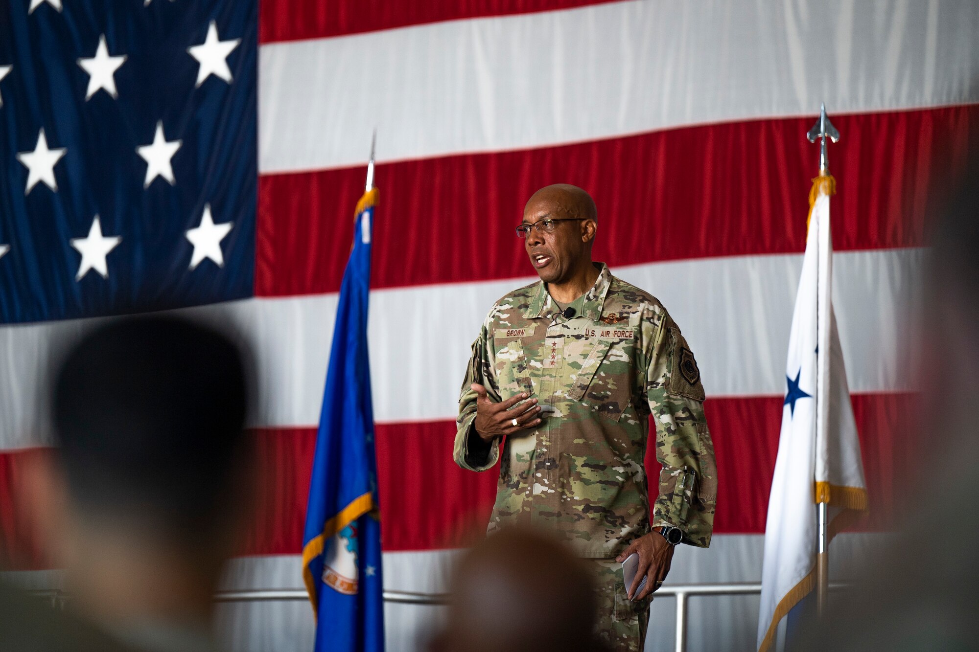 Photo of CSAF with Shaw Airmen