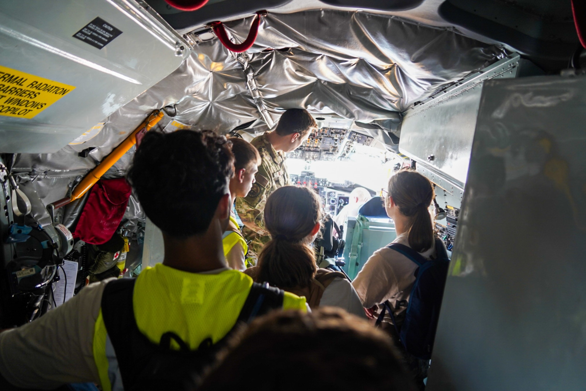 Pilot shows cadets cockpit