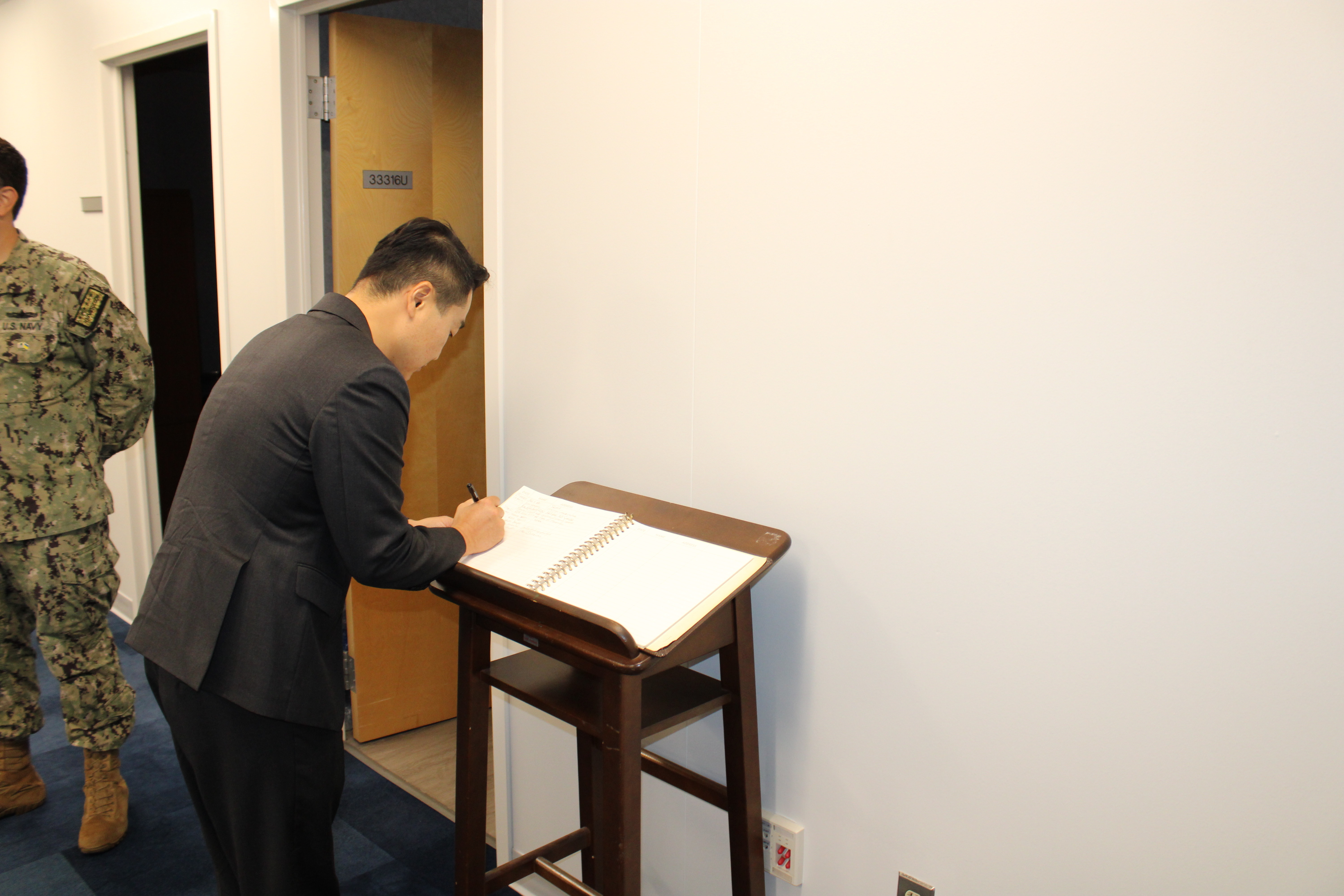 STENNIS SPACE CENTER, Miss.-----Rear Admiral (Ret) Luigi Sinapi, Director International Hydrography Organization and Mr. Sankil Lee, Counselor for Oceans and Fisheries, Embassy of the Republic of Korea visit Naval Oceanography for command overview and engage Navy hydrographic survey capabilities at Stennis Space Center.

Sinapi and Lee signed the Naval Oceanography at Stennis guest book that spans back over 30-years.