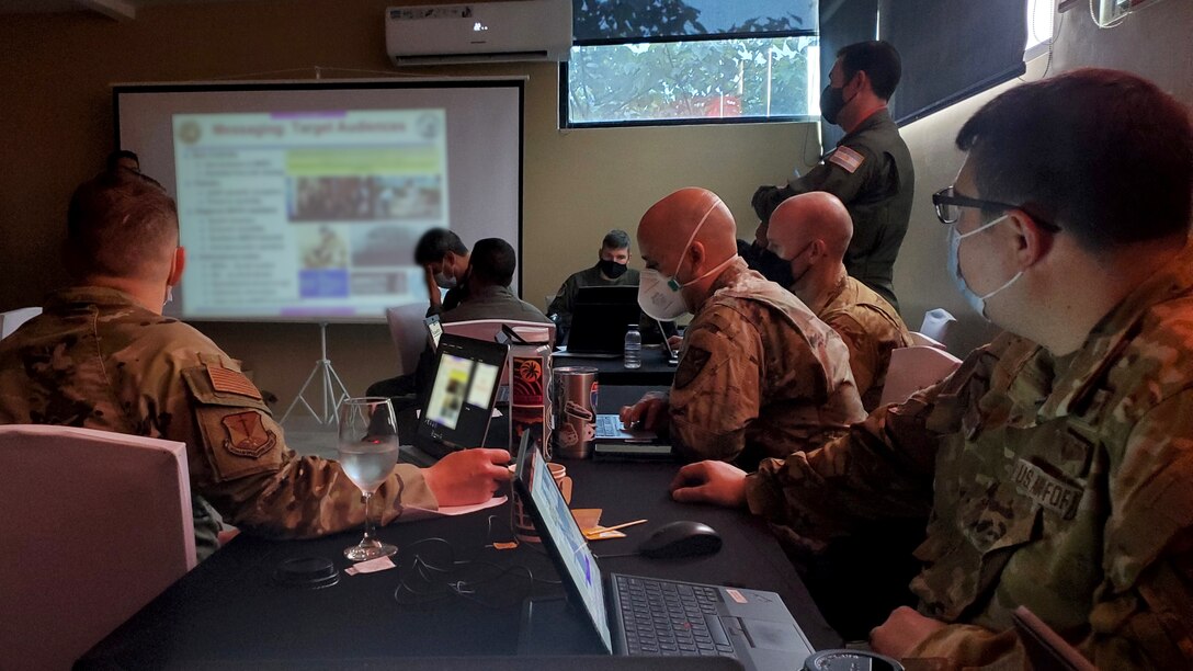 Lt. Col. David Keck and Lt. Col. Charlie Shaw joined air component planners from 10 Caribbean and Latin American countries to aid in coordinating joint operations for the upcoming PANAMAX 2022 exercise.