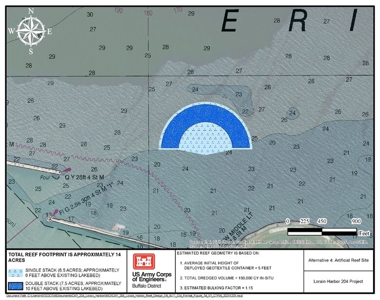 The Lorain Harbor Section 204 Project Delivery Team (PDT) completed a Feasibility Study to identify geosynthetic containers (GSCs) as an alternative to beneficially use dredged material from Lorain Harbor for aquatic habitat restoration in the Lorain, Ohio area.