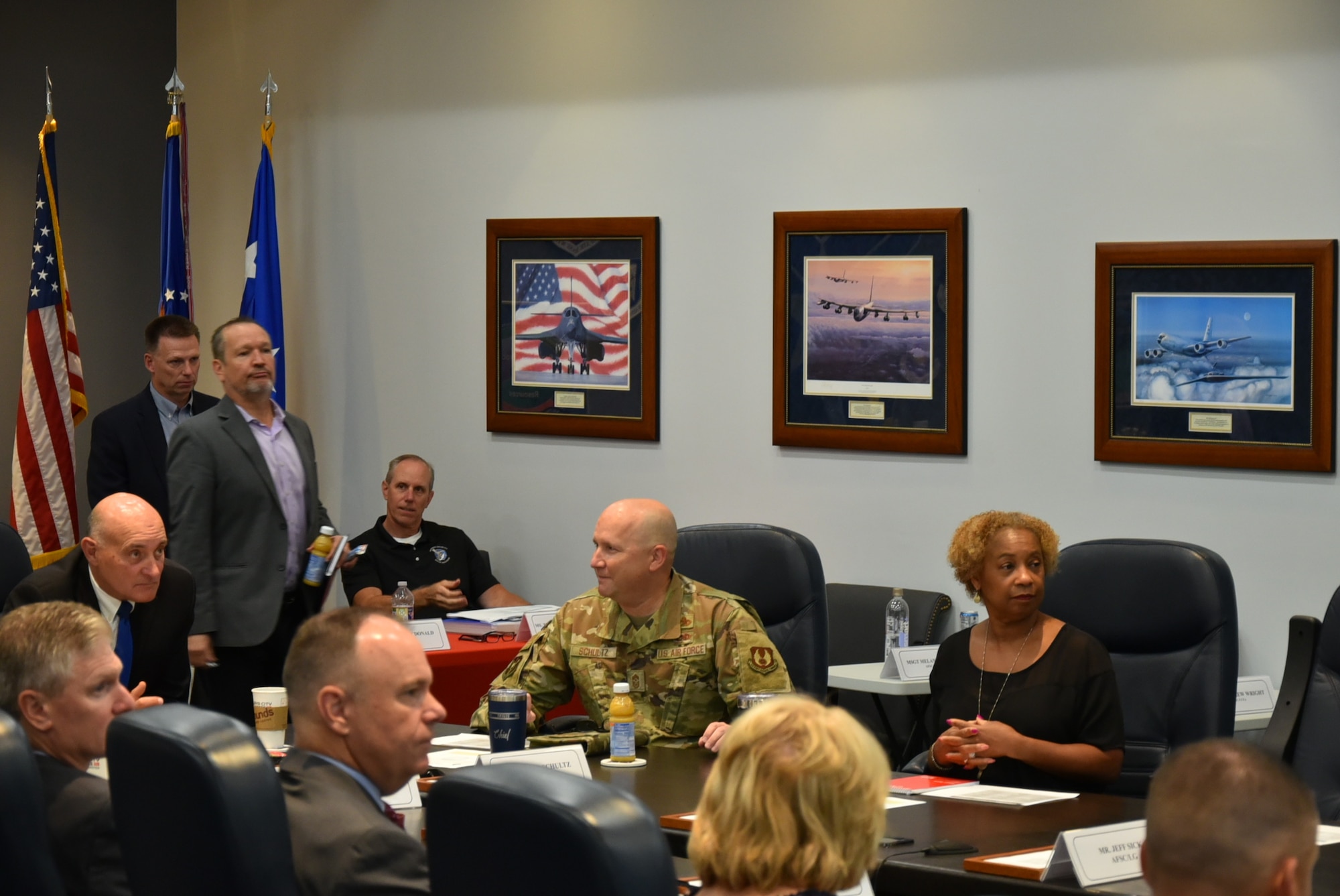 Air Force Sustainment Center Command Team Members and Senior Leaders attend the Space Executive Course, presented by the National Security Space Institute, at AFSC Headquarters, Tinker Air Force Base, Okla., here, July 14, 2022. The SEC is a two-day course that provides senior members of the DOD, other U.S. government agencies, and allied nations with an overview of the U.S. Space Force at the executive level.