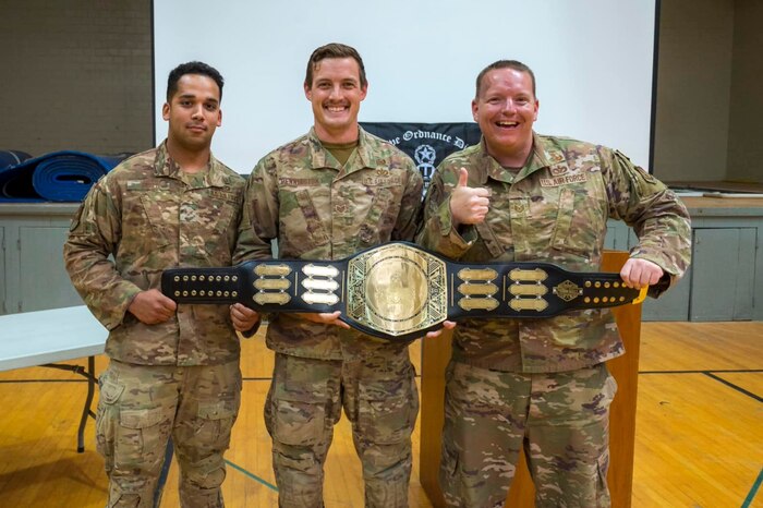 Senior Airman Bryan Post, Staff Sgt. Zachary Pennington and Tech. Sgt. Johnathan Page, 775th Explosive Ordnance Flight won the Air Force's inaugural EOD National Team of the Year