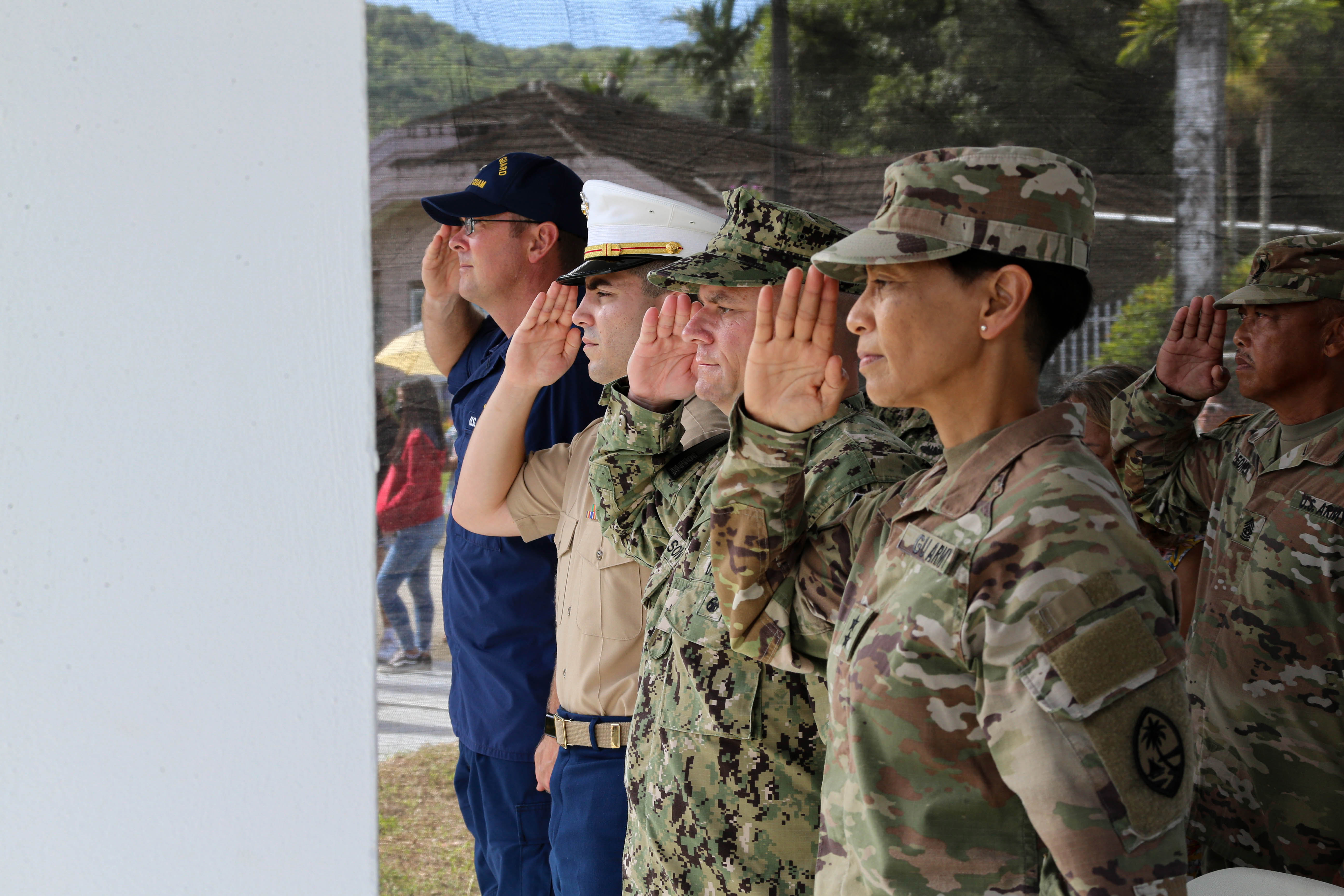 Photo of service members saluting